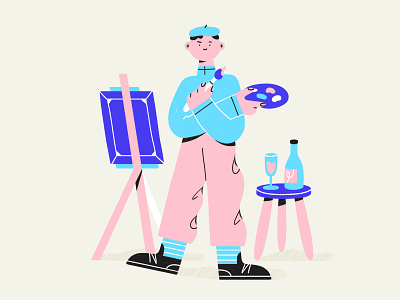 painter boy ✏️ boy character drawthisinyourstyle easel illustration painter