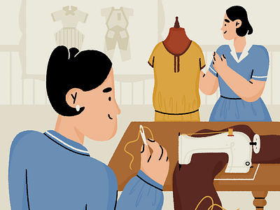 sisterMAG editorial 🧵 character character design clothes dress editorial editorial illustration fashion history illustration sewing women