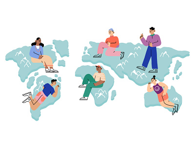 design without borders 🖍 character character design collaboration creative industry design diversity freelance freelancer illustration map people team workplace world