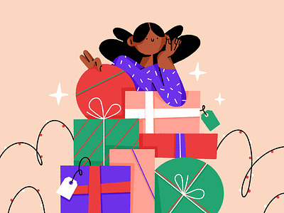cheer ✨ character character design christmas christmas lights girl holidays illustration new year presents