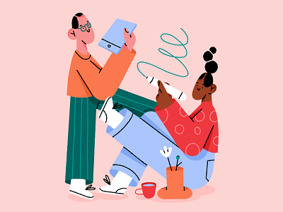 working together 👯 character character design collaboration community creative illustration people plant work
