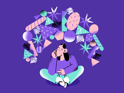 what's going on 🤯 abstract character character design geometric girl illustration mess shapes thinking