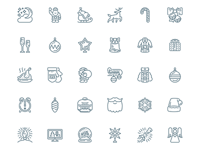 Merry Days christmas holidays icons icons set new year