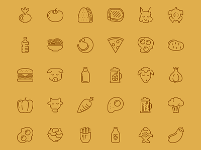 Line Food food icon set icons outline