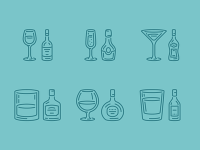 Cheers alcohol bottles drinks glasses icons