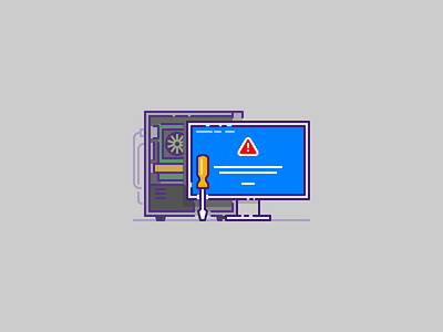 Computer repair and IT computer icon illustration it