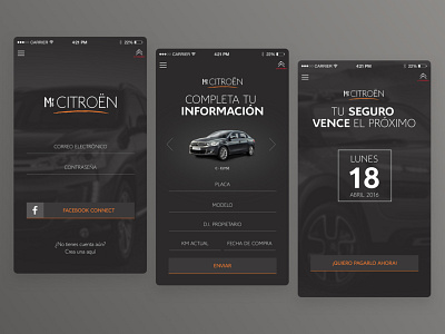 MiCitroen app app concept ios mobile sketch ui
