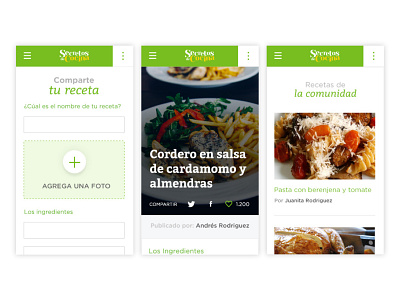 Secretos de Cocina food mobile recipe responsive sketch website