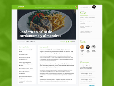 Secretos de Cocina food layout recipe responsive sketch website