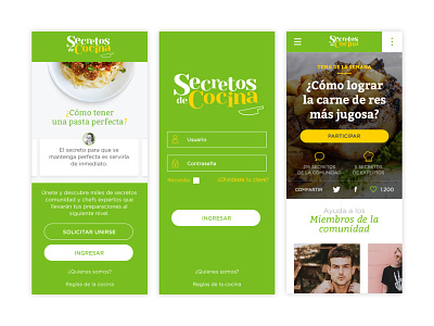 Secretos de Cocina - Mobile app food kitchen recipe responsive sketch website