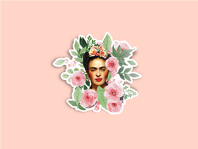 Freda artist feminin flowers freda painter sticker