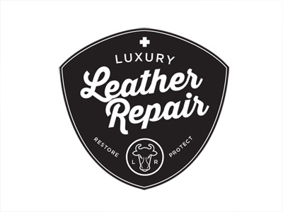 Luxury Leather Repair cow logo modern moo retro