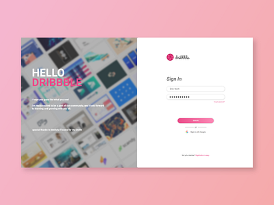 DailyUI:#001 - Login Screen (Hello Dribbble!) app branding debut design dribbble flat ui ux ux ui ux design web web design website