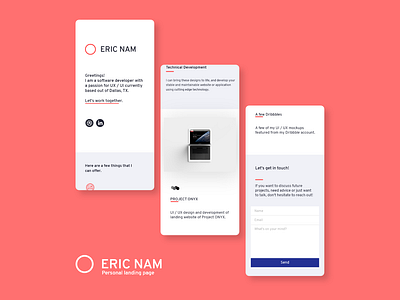 Personal Landing Page - Mobile Version branding design mobile ui ux ux ui ux design