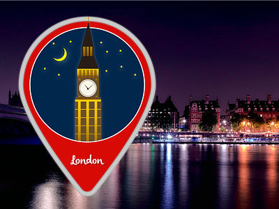 London Icon big ben clock england europe icon illustration illustrator london moon stars