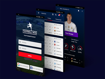 Football App app football games matchday mobile players real madrid soccer sports stats ui ux