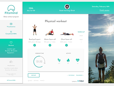 Physical workout app clean concept exercise ui web app workout