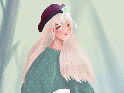 Girl with forest color design forest girl illustration