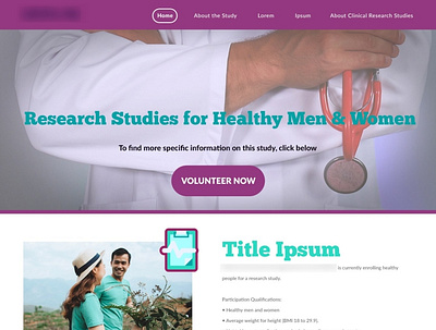 Clinical Research Site design landing page medical web design website
