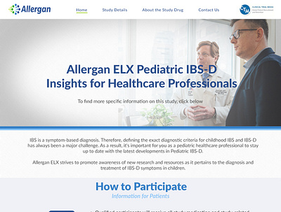 Allergan Site clinical design landing page medical webdesign