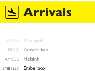 Emberbox airport arrivals emberbox flight signage splash yellow
