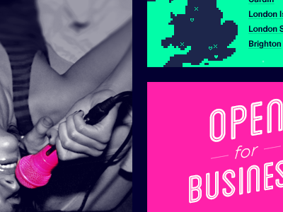 Open for business… karaoke lucky voice pink pixels redesign retro website