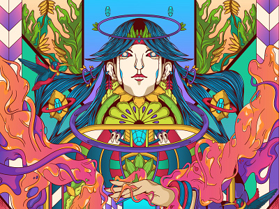 Queen of Natural art artwork branding colorful design digitalart illustration popart poster posterart psychedelic