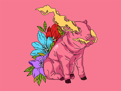 Pig and Poison animal art artline artwork artworkforsale colorful designart digital art illustration lineart outline pig popart vectober vector