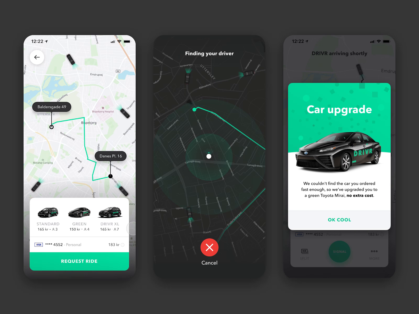 DRIVR ride-sharing mobile app by Ryan Waring for Domino on Dribbble