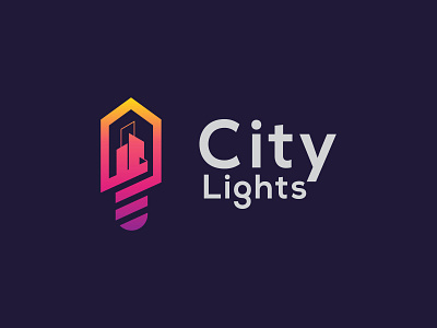 City Lights Logo Concept ( City Buildings + Smart Bulb Icon ). brand identity branding bulb logo city logo graphic design logo logo design logo designer logo inspiration minimalist logo modern logo smart buildings