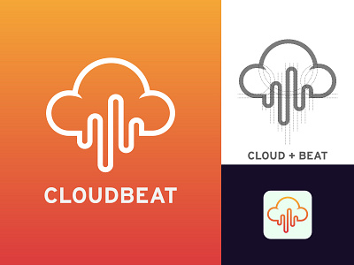 CLOUDBEAT Logo Concept ( Cloud + Sound Beat Icon ). app logo audio logo brand identity branding cloud logo logo logo design logo designer logo inspiration minimalist logo modern logo soundcloud