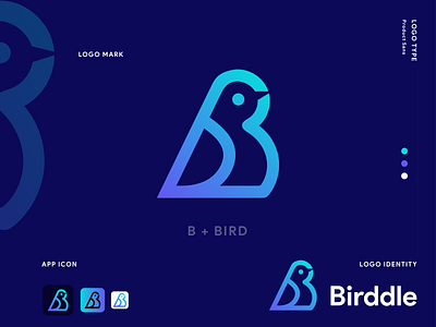 Birddle Logo Design. ( B Letter + Bird Icon)