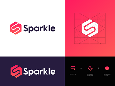 Sparkle - Logo Design brand identity branding hexagon logo logo logo challenge logo design logo designer logo inspiration logo presentation minimalist logo modern logo s letter logo