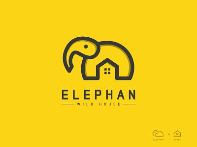 ELEPHAN Logo Design ( Elephant + House ) animal logo brand identity branding design elephant house elephant logo house logo illustration logo design logo inspiration modern logo ui