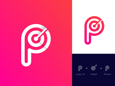 Pointer Logo Design. app brand identity branding design focus graphic logo logo designer logo presentation minimalist logo modern logo p logo point target ui