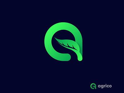 Agrico Logo Design. ( Letter 'a' + Leaf )