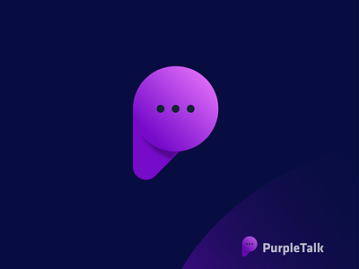 PurpleTalk Logo Design ( Letter 'P' + Chat Icon )