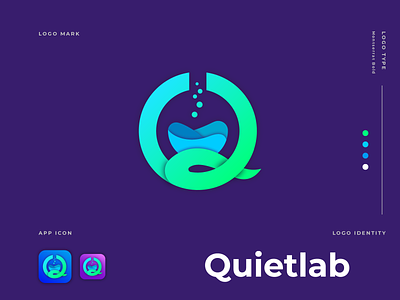 Quietlab Logo Design ( Lab Icon + Letter Q )