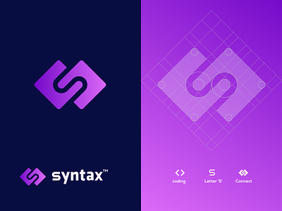syntax logo lesign ( coding + connect + letter 's' )