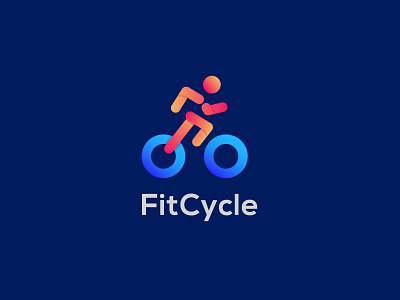 FitCycle Logo Design ( Fitness + Wheel ) app app logo branding cycle design fast fitness logo human icon logo logo design logo designer logo inspiration logotype minimalist logo modern logo run run cycle running app wheel