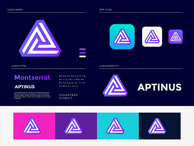 APTINUS Logo Design a letter logo app app logo aptinus logo brand identity branding flat icon logo logo design logo designer logo inspiration minimal modern logo presentation triangle logo