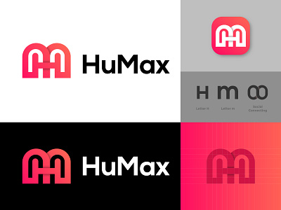 HuMax Logo Design ( Letter H + m + Connect ) app brand design brand identity branding company logo connect design designer graphic h logo hm logo icon logo logotype m logo modern logo monogram logo social symbol