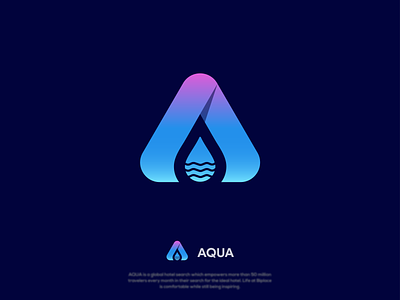 Aqua Logo Design ( Letter 'A' + Water Drop )