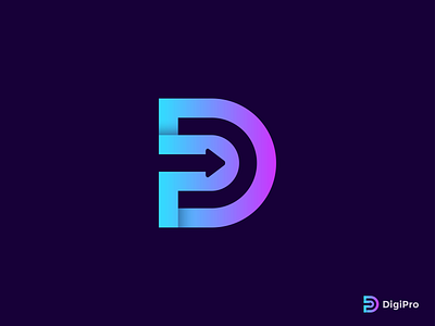 DigiPro Logo ( Letter 'd' + 'p' + Arrow ) app logo brand design brand identity branding d arrow logo d logo digipro logo dp arrow logo dp logo graphic design logo design logo designer logo inspiration logotype minimalist logo modern logo p arrow logo p logo pd logo pro