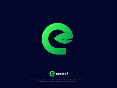 ecoleaf Logo Design. ( Letter 'e' + Leaf )