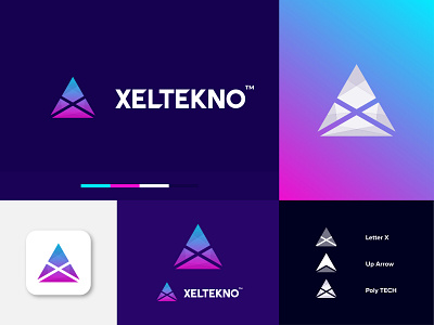 XELTEKNO Logo Design ( X + Arrow + Tech ) abstract app arrow brand identity branding digital future tech geometric gradient icon identity lettermark logo minimal modern startup logo symbol tech technology x tech logo