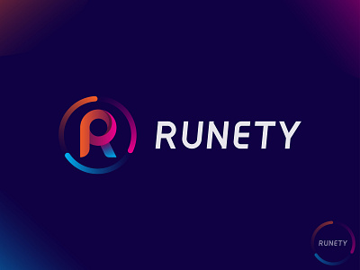 RUNITY Logo Design brand identity branding circle design flat gradient graphic design illustration initial letter r logo lettermark logo concept logo design logo designer logotype minimal minimalist modern logo monogram technology