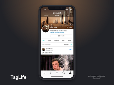 TagLife - Library of Memories app collecting elon musk ios iphone x memories mobile service social network taglife ux design