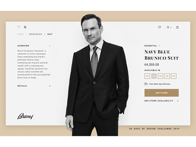 DAY #04 / Brioni Product Page 30daysofdesign brioni clean clothes daily ui e commerce expensive fashion figma minimalism product page shop store web