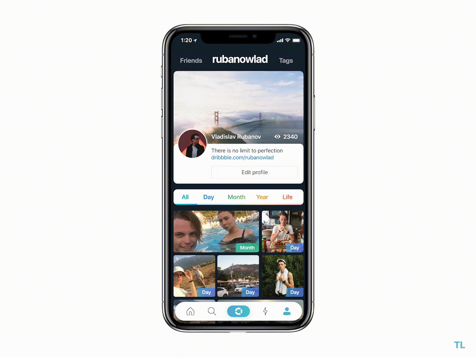 DAY #08 / TL Profile Animation 30daysofdesign adobe xd animation app auto animate daily ui ios iphone x mobile social network taglife